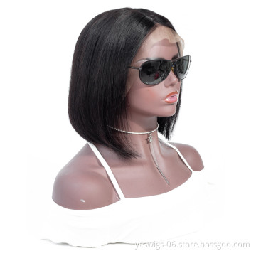 China Wig Vendors 100% Customize 6-14 Inch Straight Bob Wig Lace Front Human Hair Peruvian Virgin Remy Straight Hair Bob Wig